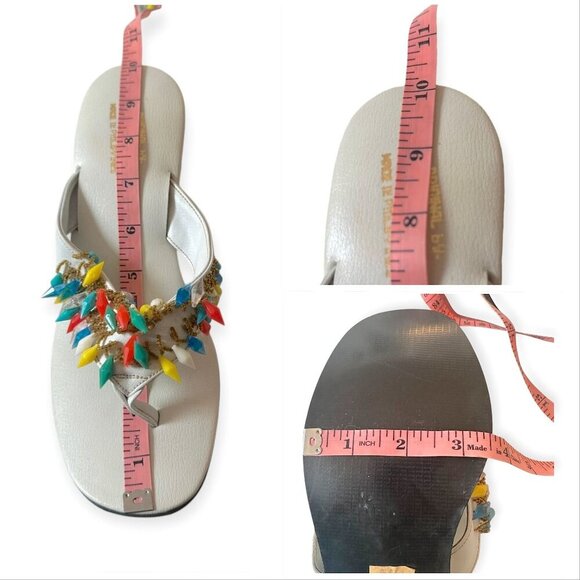 Vintage White Sandals w/ Multicolor Beads Filipinas Made in Philippines, Size 9 - Picture 13 of 13